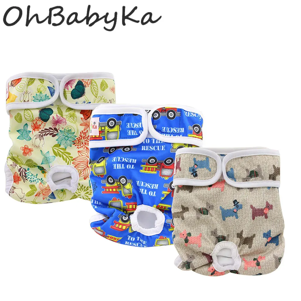 

Ohbabyka Dog Diapers Cover with Dog Liners Washable Male Dog Diapers Sanitary Protector Pant Reusable Diapers for Dogs 9 Colors