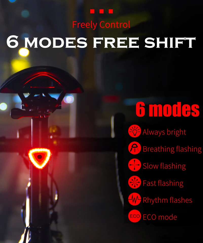 Perfect WEST BIKING Bike Taillight LED Flashlight Cycling Rear Light Lamp Auto Start/Stop Brake Sensing USB Smart MTB Bicycle Tail Light 1