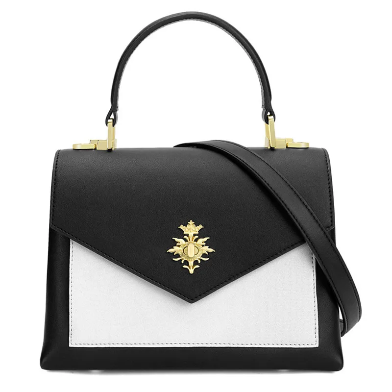 

Luxury Genuine Leather Women's Bag Elegance Princess Diana handbag Top-Handle Shoulder bag Crossbody Contrast Color