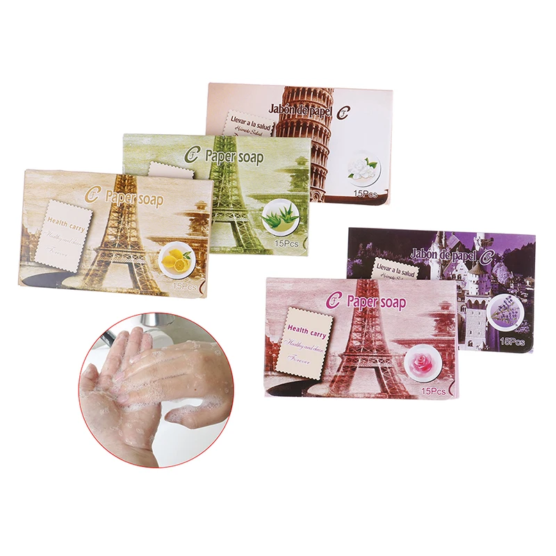 

25pcs Disposable Boxe Soap Portable Mini Paper Soap Outdoor Travel Soap Paper Washing Hand Bath Clean Scented Slice Sheets