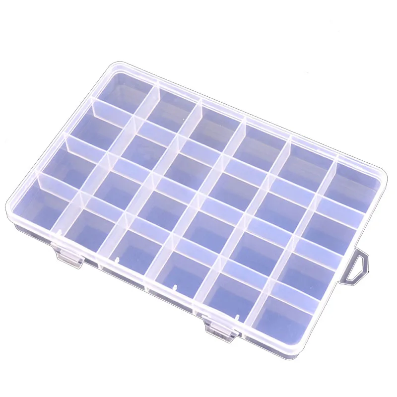 ONNPNNQ Clear Plastic 24 Slots Adjustable Jewelry Nail Art Rhinestone Empty Storage Box Case Craft Travel Organizer Bead Holder4
