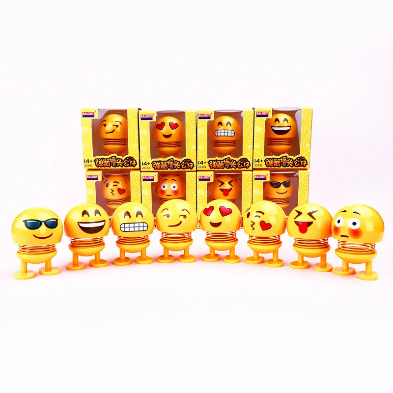 

Automobile Dashboard Interior Decoration Car Spring nodding Head Cute Smile Doll Car Ornaments Emoji Shaking Head Creative Toys