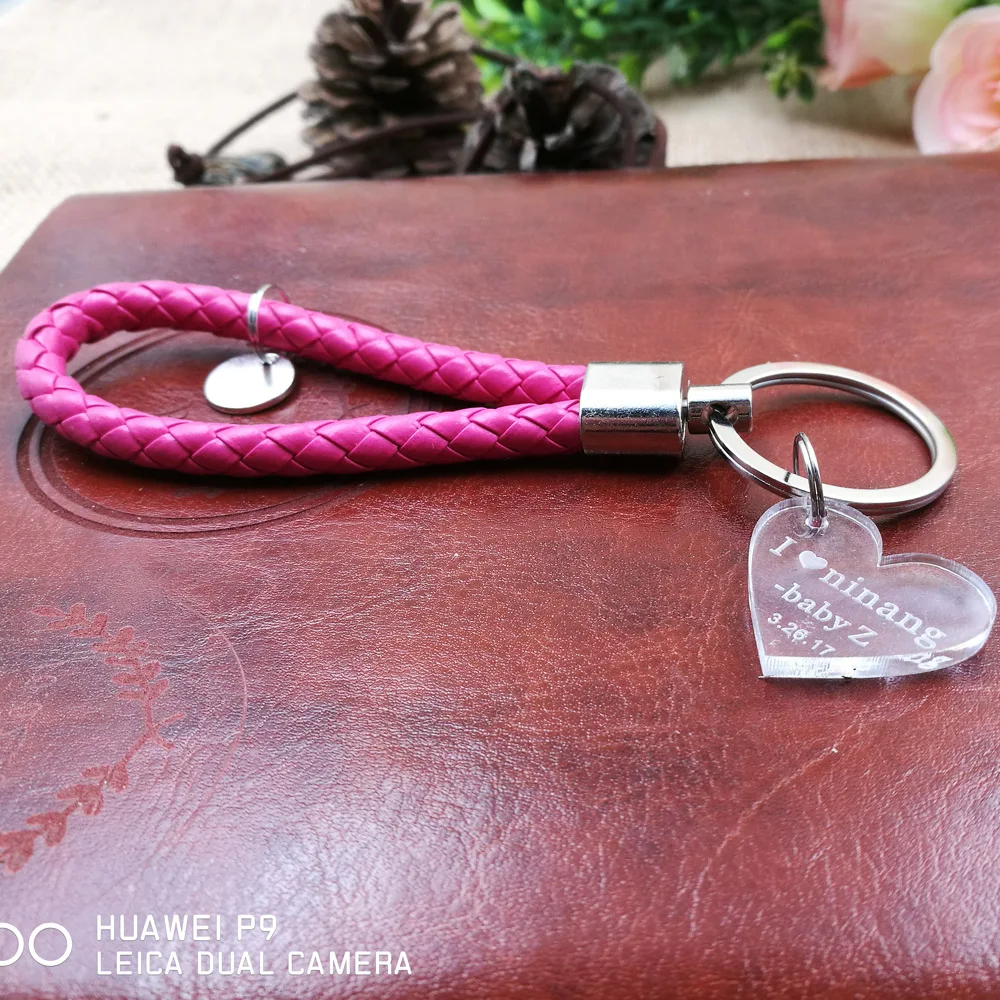 Customized love heart Keychain,Clear Personalized Laser Engraved Keychain Love Heart Wedding Favors Gift,Acrylic fashion Keychain5