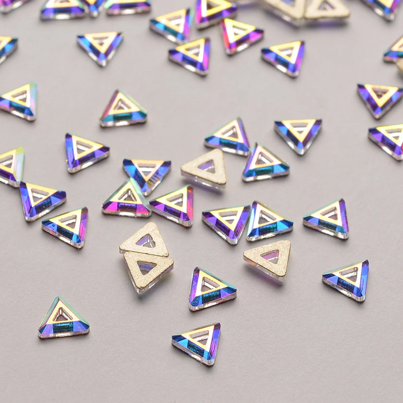 30 шт. треугольные полые формы 7 мм кристалл AB с плоской задней частью Необычные дизайн ногтей хрустальные стразы для свадьбы индивидуальный дизайн бусины
