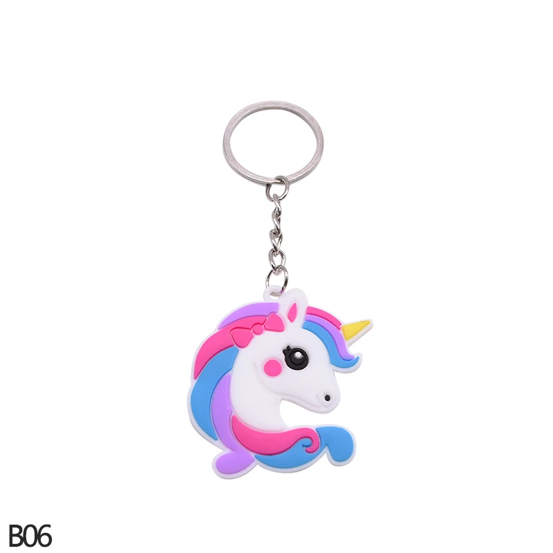 5/10pc Rainbow PVC Cute Animal Horse Unicorn Keychain Alloy Key Ring For Men Women Bag Phone Car Key Chian Decoration Gift Favor - Цвет: B06