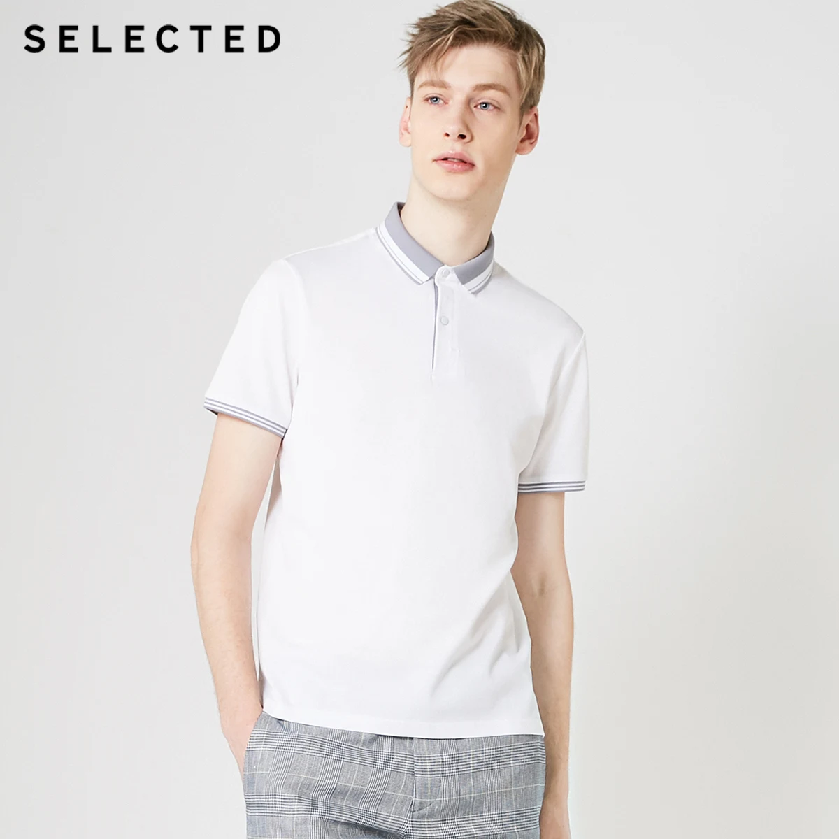Отборные мужские летние хлопок с отложным воротником с короткими рукавами деловая рубашка S | 419206552 - Цвет: OPTIC WHITE