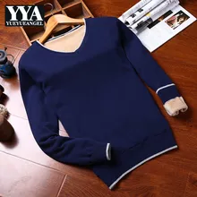 Зимний мужской вязаный свитер с v-образным вырезом с флисовой подкладкой теплый Sueter Hombre Slim Fit пуловер Повседневный джемпер с длинным рукавом толстые свитера