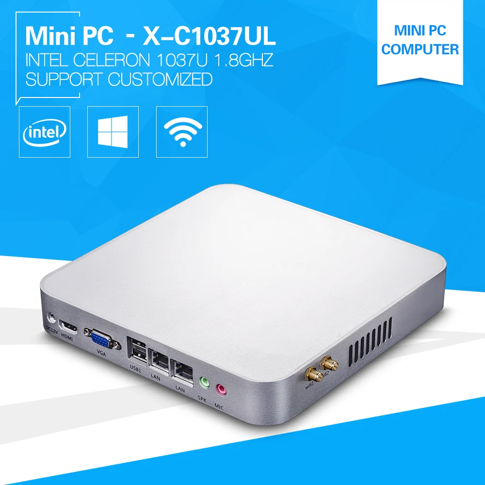  Low Power  X86 Mini Computer 1037U Celeron Dual Core 1.8GHz  2*Lan Thin Client  mini Barebone PC Server 