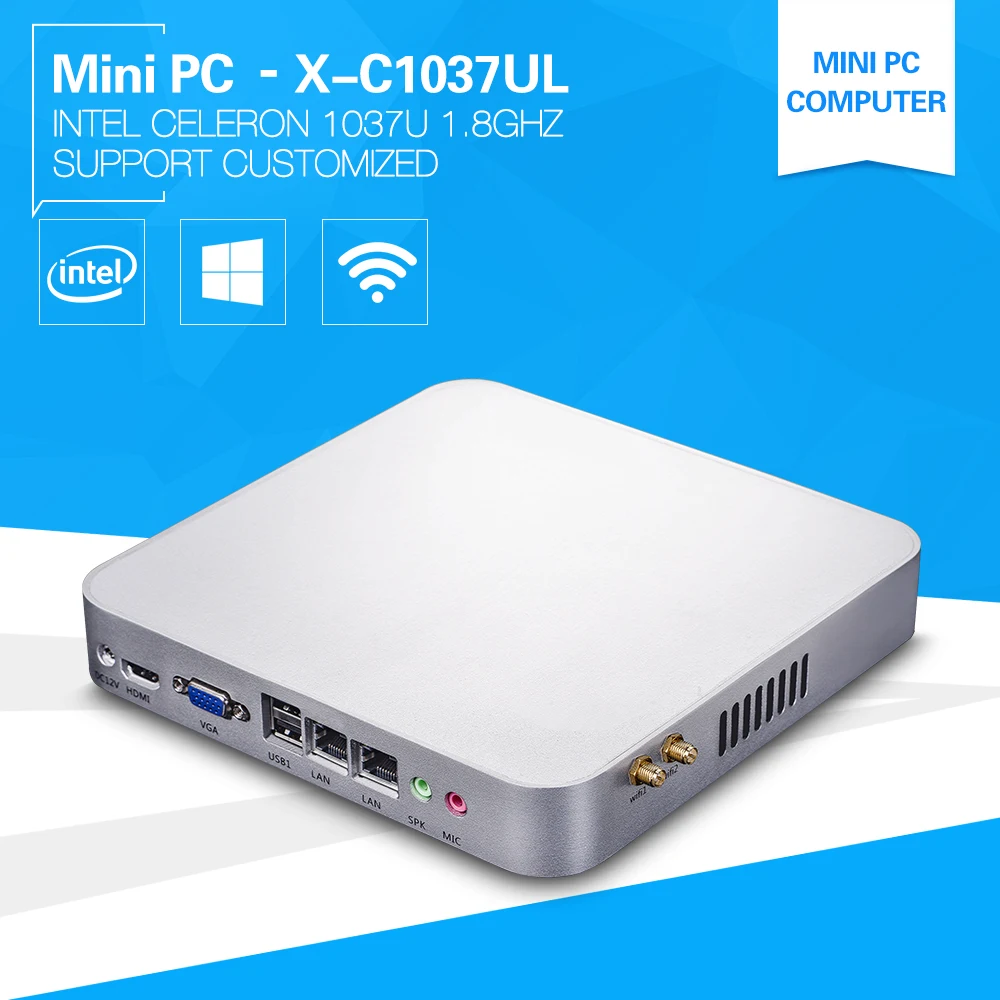 Low Power  X86 Mini Computer 1037U Celeron Dual Core 1.8GHz  2*Lan Thin Client  mini Barebone PC Server