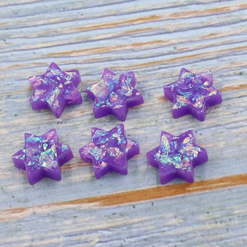 Fnixtar Synthetic David Star Opal Charm Many Colors Fire Opal Hexagon Bead DIYJewelry For Necklace 1.5mm Hole 20Piece/lot - Окраска металла: 5