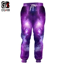 OGKB мужские 3D штаны с принтом фиолетового цвета Galaxy Space Jumpers Man 5XL