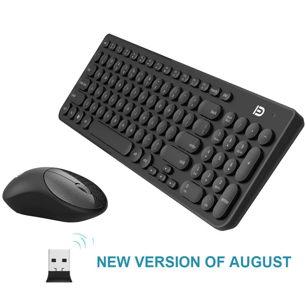 

2.4GHz Cordless Cute Round Quiet Wireless Keyboard Mouse Combo Key Set Smart Power-Saving Whisper For Laptop Computer and Mac