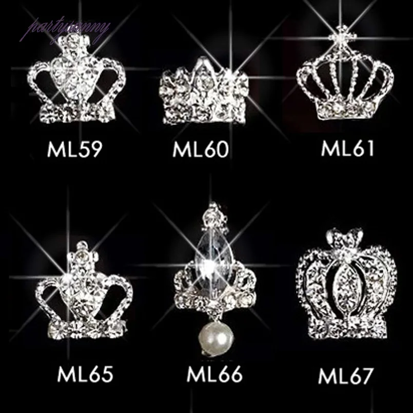 

PF 2pcs Nail Art Alloy Rhinestones for Nails Trim Manicure Crown Stickers for Nails Strass Crafts Glue On Jewelry Accessories