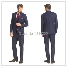 Новое поступление, темно-синий Herrgingbone, шерсть, 2 предмета(куртка+ штаны), две пуговицы, лацкан с двойными отверстиями, индивидуальный костюм