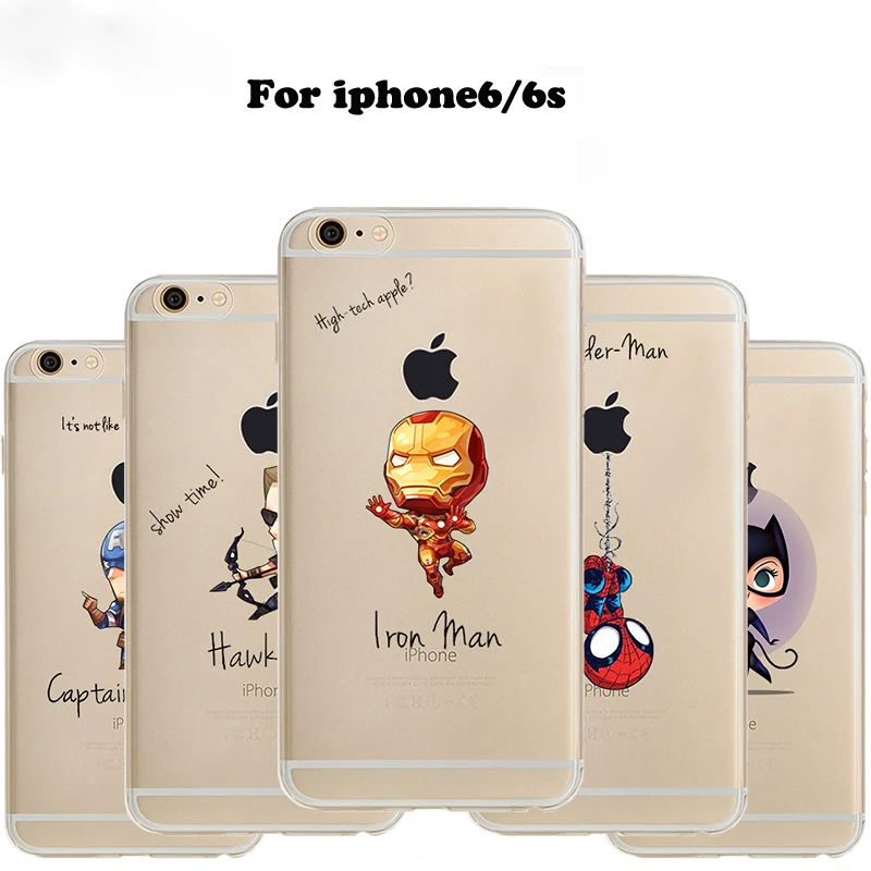 Phone Case Marvel The Avengers  Batman DC Comics Superhero soft Transparent TPU case cover for iPhone 7 7plus 6 6S 5S SE 6plus