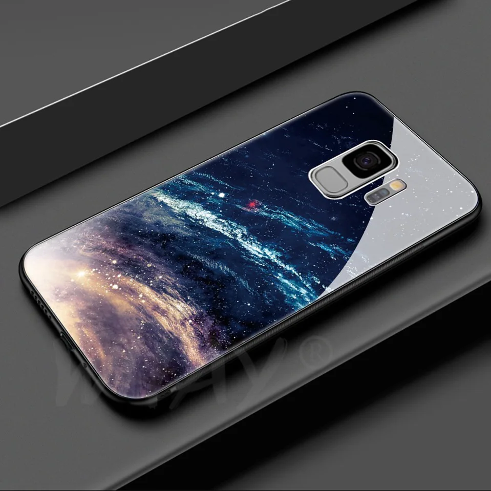 Tempered Glass For Samsung Galaxy S9 Plus Silicone Capa Luxury Patterned Back Case For Samsung S9 Plus S9Plus Note 8 Note8 Cover (13)