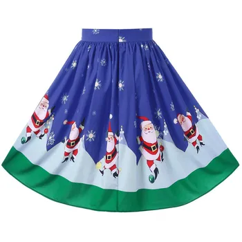 

new arrival free shipping Women's Sexy Christmas Santa Printed Swing Performance Zipper A-Line Loose Skirt Freeship 35p1201