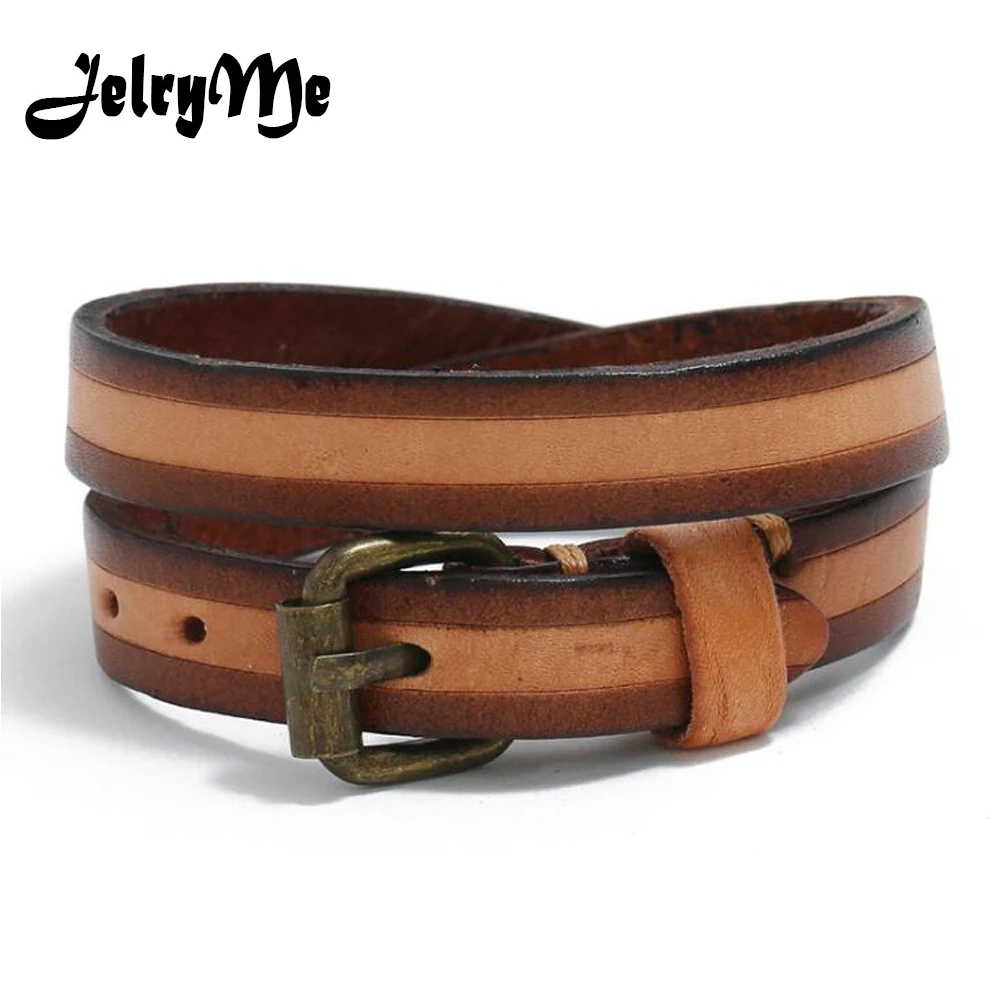 

Punk Couple Bracelet For Men Women Long Stripe Genuine Leather Bracelets Wrist Band Wrap Buckle Bracelet Bangles Charm Jewelry