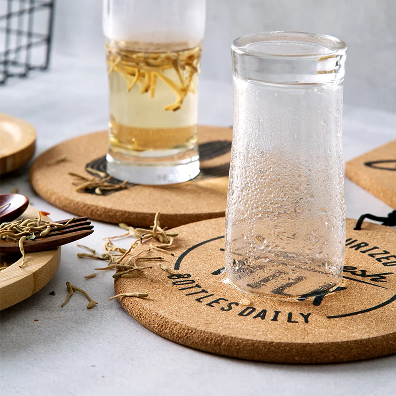 LIYIMENG 2Pcs Set Cork Wood Coaster Coffee Cup Mat Tea Pad Dining Nordic Style Soft Wooden Placemats Decoration Accessories 211