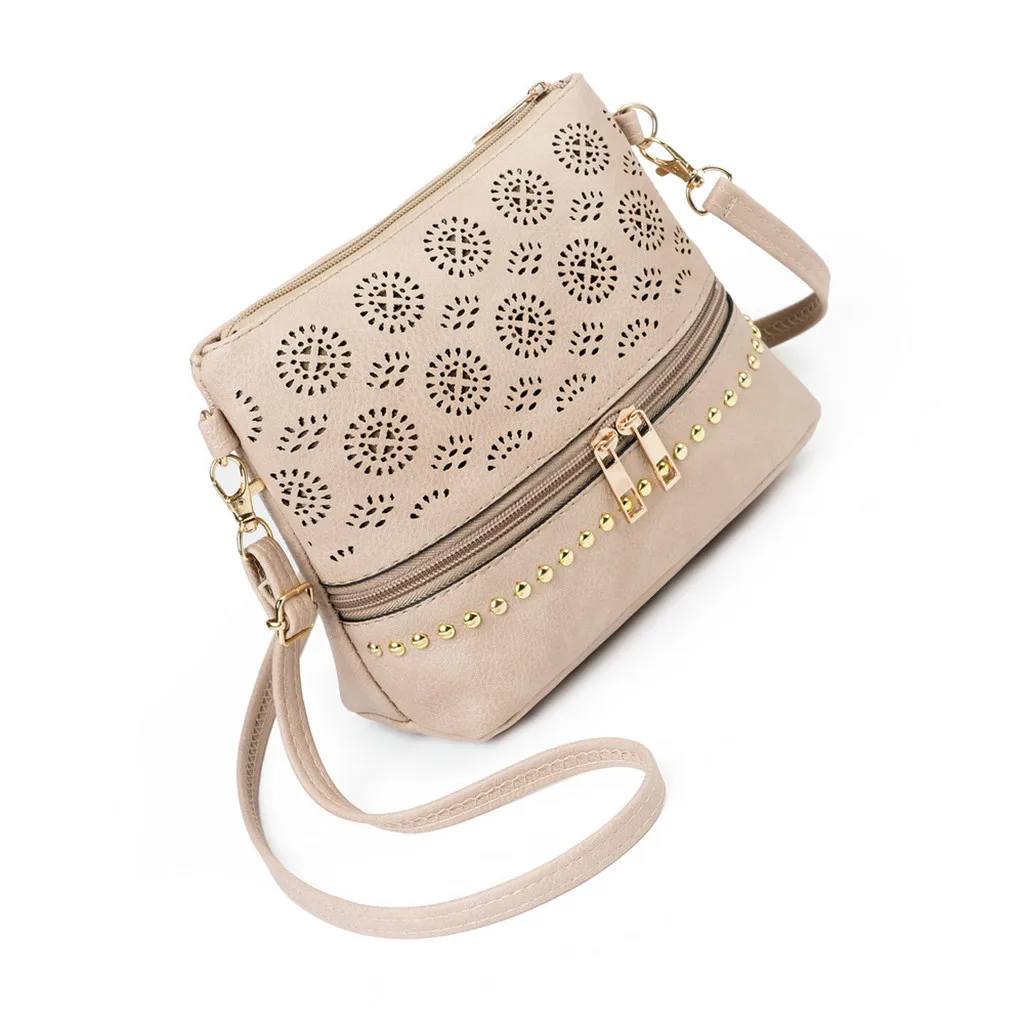 

Women 's New Wild Front Zipper Punching Crossbody Messenger Shoulder BagBrand Vegan Leather Women Hobo Bag Large Shoulder Bags F