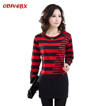

Plus size3XL Mother Clothing 2020 New Autumn Winter Women Sweater Pullover Loose Stripe Knitted Wool Basic Shirt Sweater Female