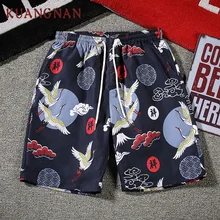 KUANGNAN китайский стиль кран печати повседневные летние хлопковые шорты мужские спортивные мужские шорты летние мужские шорты хлопок человек 5XL