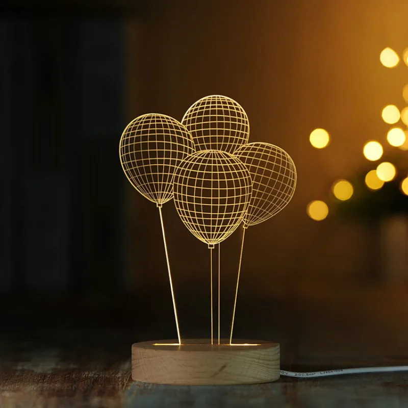 

Special figure 3D acrylic board Wood Music box Warm white Nightlight USB power Lover's gift Bedside sleeping lamp IY804016