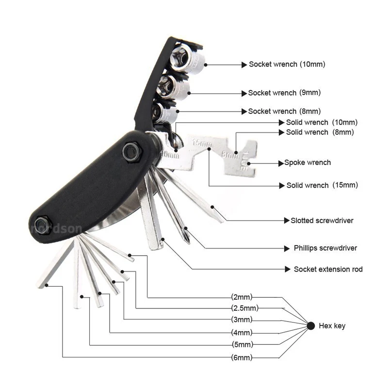16 в 1 Многофункциональный велосипед мотоцикл механик ремонтные инструменты путешествия электрические автомобили шестигранный ключ мульти шестигранный гаечный ключ набор отверток