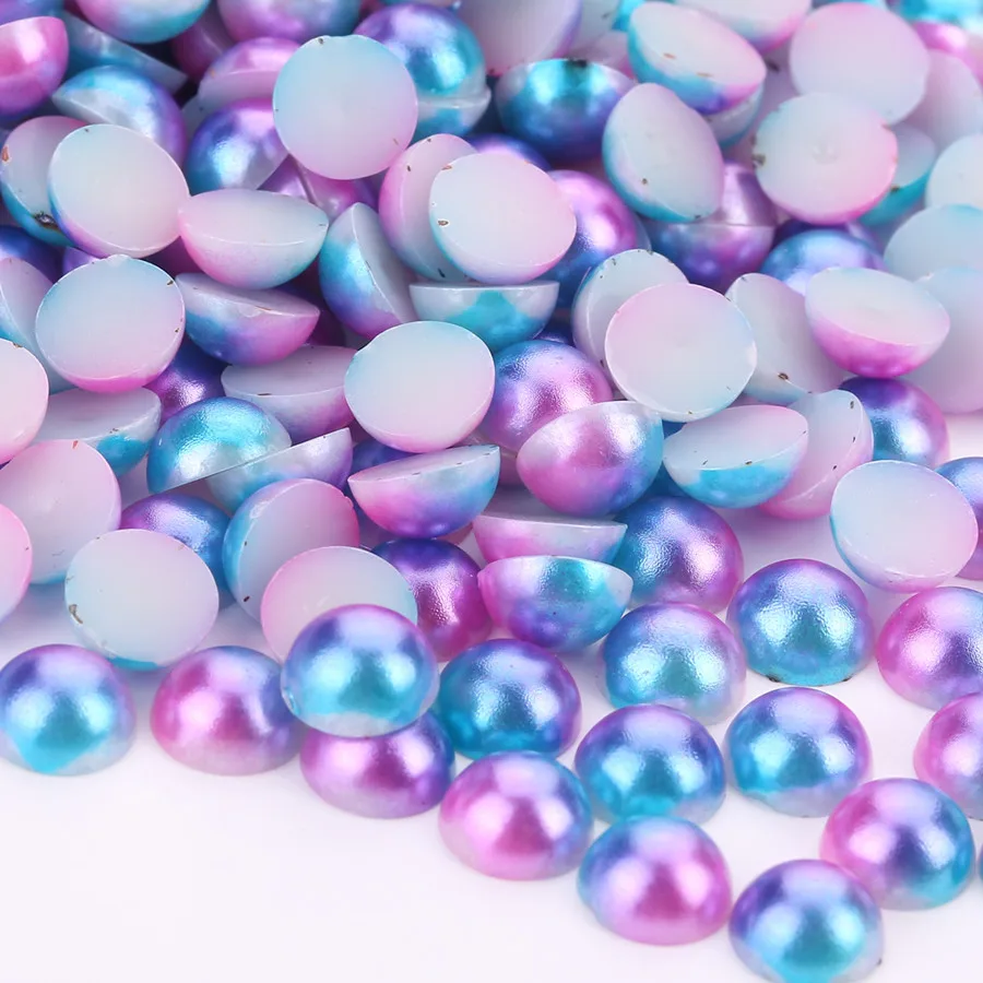 

TPSMOC Half Round Pearls Colorful Flat Back Magic Design Mermaid Gradient Symphony Charms Beads Jewelry DIY 3D Nail Decoration
