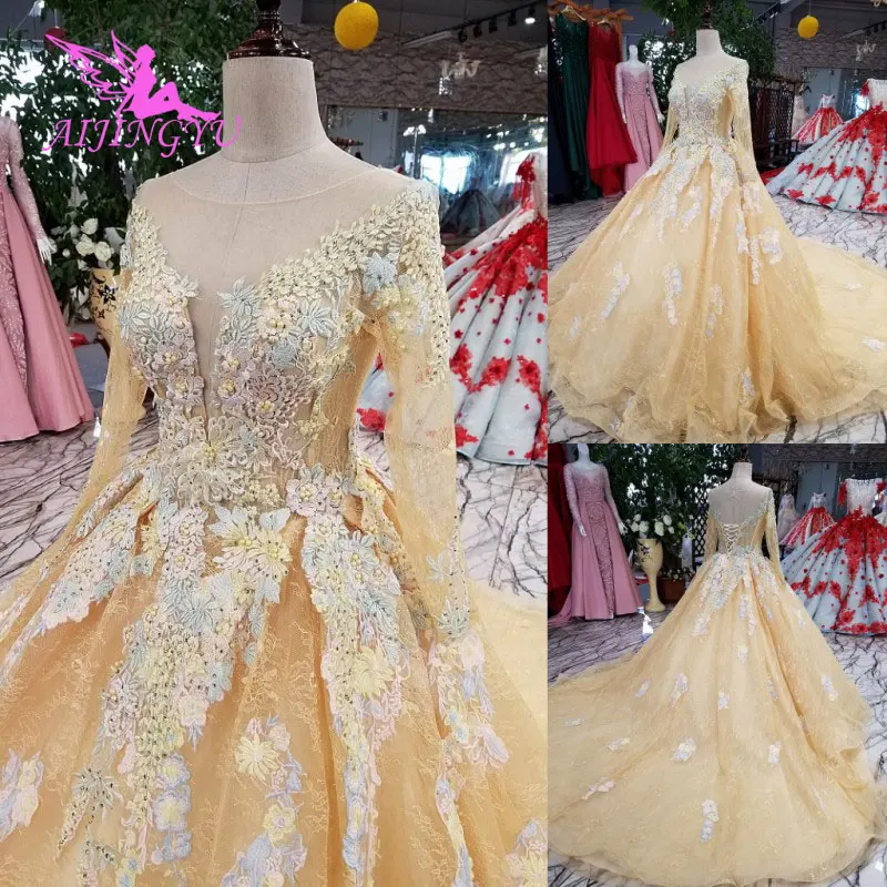 Aijingyu Long Short Gown Luxury Vintage With Sleeves 2019 Lace