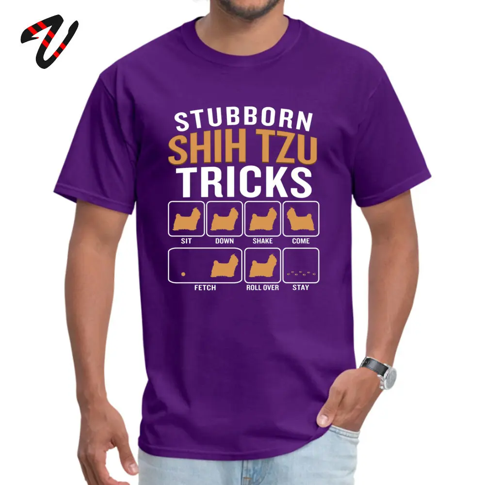 Printed Fashionable Mens Top T-shirts Crew Neck Short Sleeve Cotton Fabric Tees Casual Tops & Tees Wholesale Stubborn Shih Tzu Tricks Funny Sarcastic Quote purple