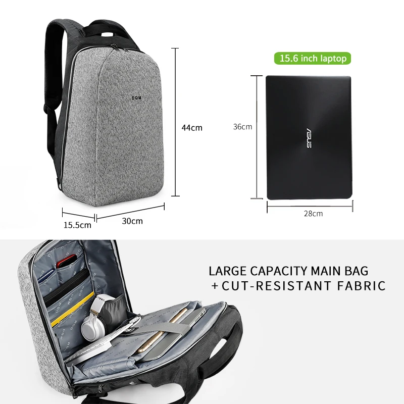 DQM устойчивый к порезу mochila USB 15 6 рюкзаки для ноутбука дорожная противокражная