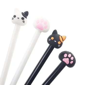 

4Pcs/lot Kawaii CartoonBlack White Cat Gel Pen Wrting Office School Supplies Stationery Material Cat's paw pen