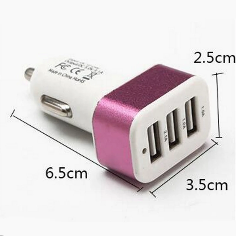 Тройное универсальное автомобильное зарядное устройство USB 3 портовое адаптер 2 А