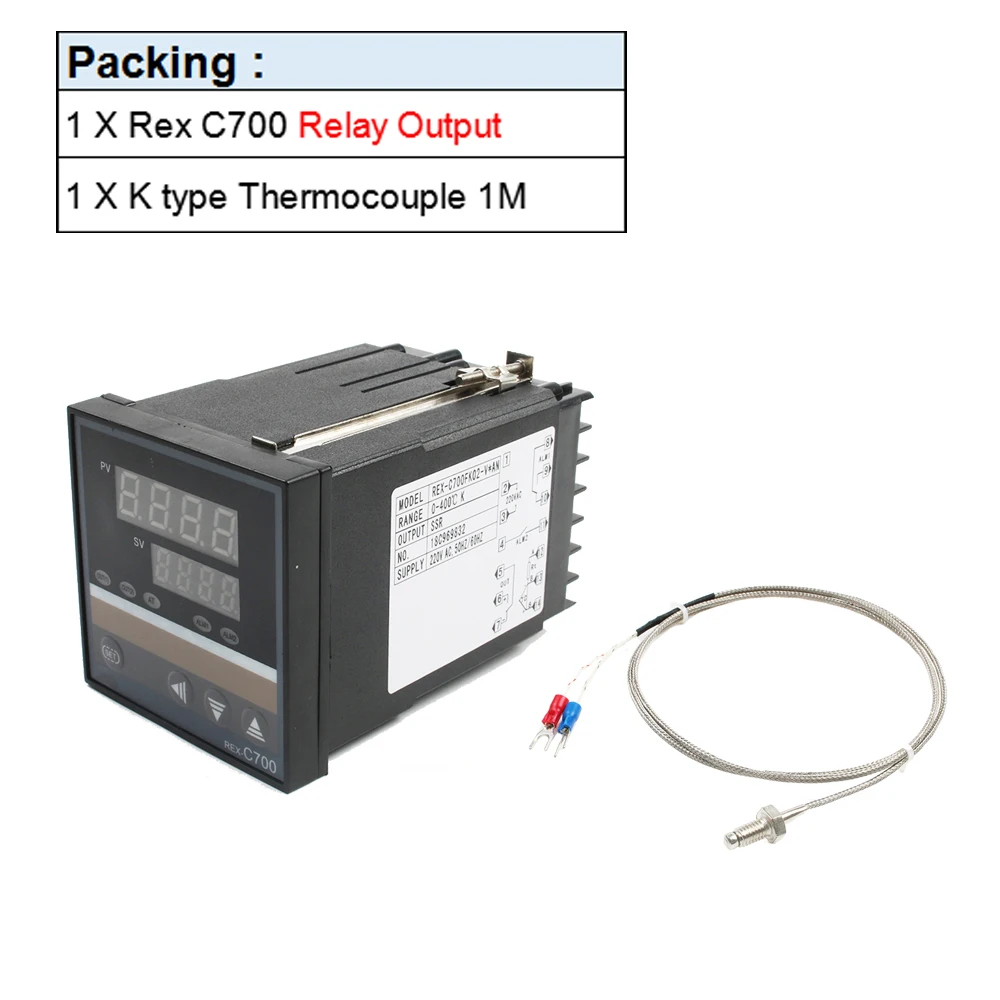 REX-C100, 400700 релейный выход PID термостат регулятор двойной цифровой регулятор температуры с термопарой K - Цвет: C-700 M and K type
