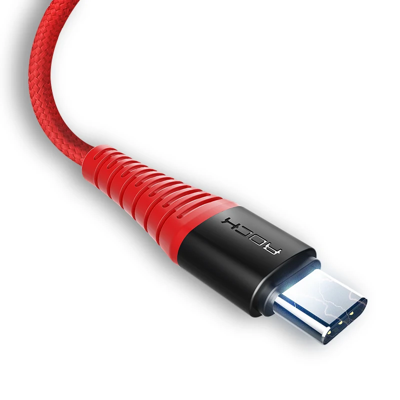 

ROCK Hi-Tensile 3A USB C Cable for Huawei P20 USB Type c Cable Fast Charging Sync Data Cable for Galaxy xiaomi Oppo USB-C Cord