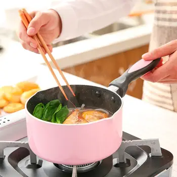 

16cm Japanese Style Milk Pan Kitchen 3Colors Non-stick Pan Baby Food Supplement Pot Home Cooking Omelette Pot Without Lid 1PC J2