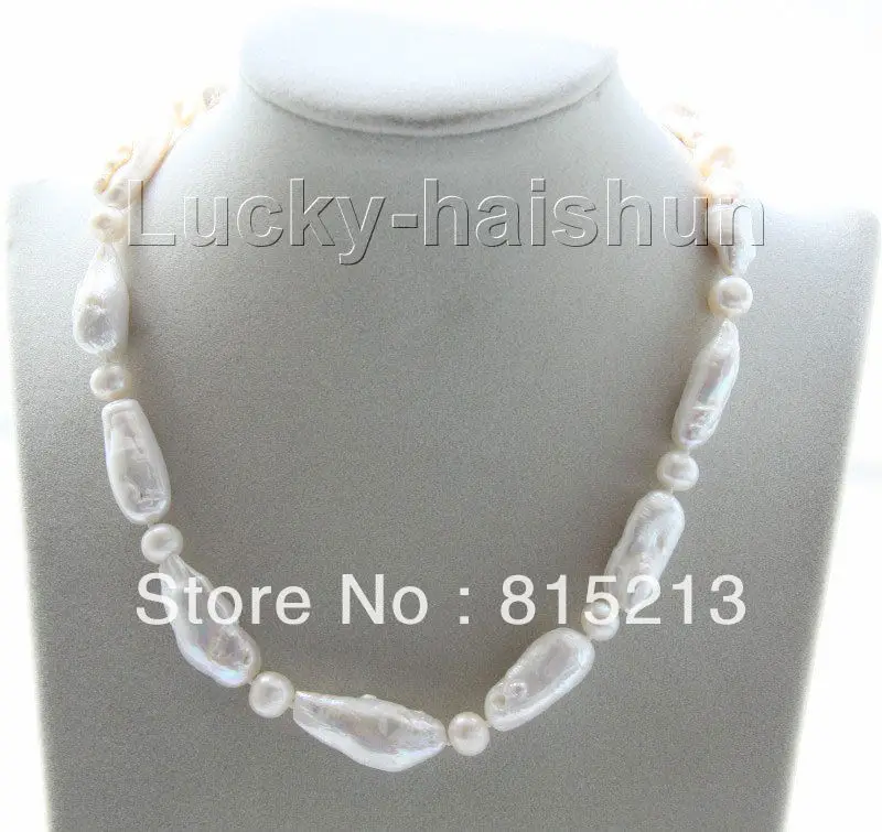 

ddh00891 luster 17" 27mm white Reborn keshi pearls necklace filled gold clasp