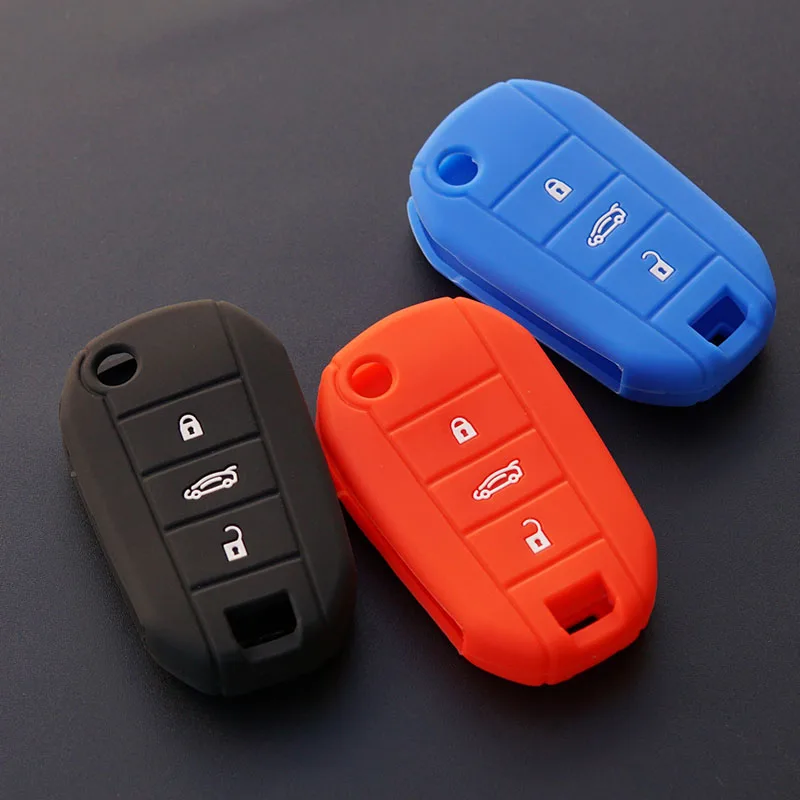 silicone car key fob cover case set shell protect for Peugeot 3008 308 RCZ 508 408 2008 407 307 4008 flip folding remote repair |