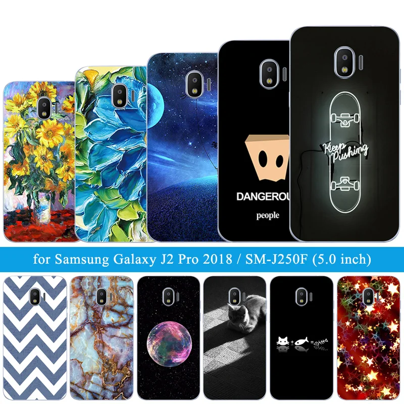 for Samsung Galaxy J2 Pro 2018 / SM-J250F Transparent Soft Silicone Skateboard Back Phone Cover Fundas |