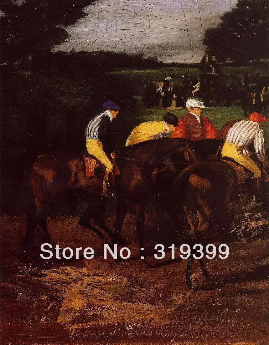 

Oil Painting Reproduction on Linen Canvas,Jockeys at Epsom by edgar degas ,Free DHL Shipping,100%handmade,Top Quality