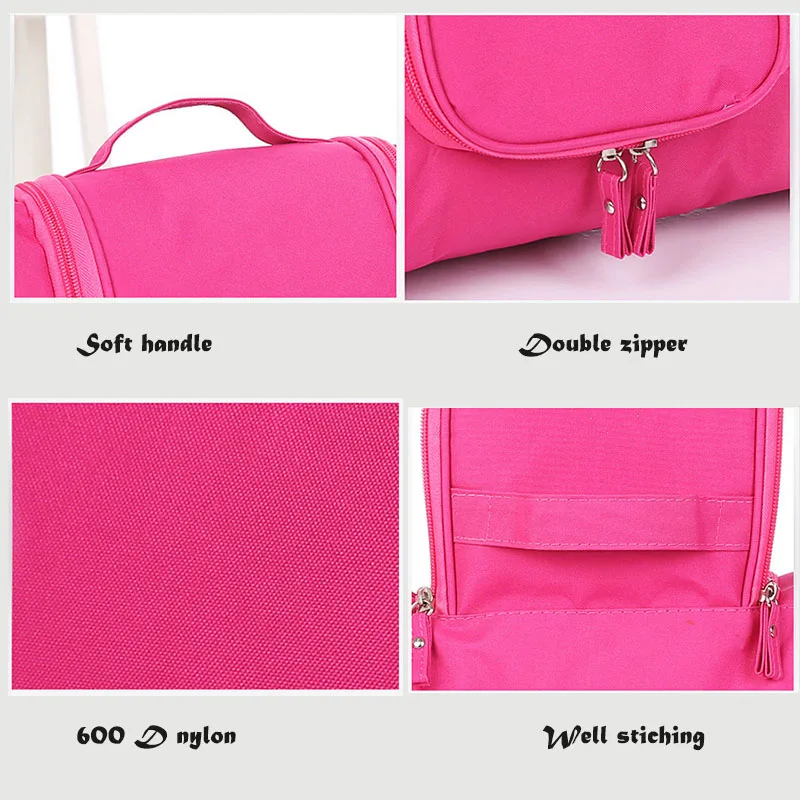 KWD Casual Travel Cosmetic Bag Women Beauty Organizer Professional Muti-Fuctional Necessaries Wash Toiletry Case for makeup Red (3)