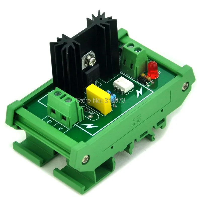 

DIN Rail Mount 1 Channel 6 Amp SSR Module Board, in 4~32VDC, out 100~240VAC.