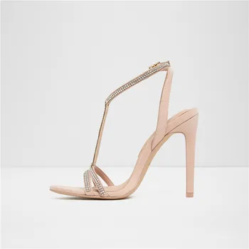 

2019 New Rhinestone Women Strip Sandals Sexy Crystal high heels Strip Shoes Lady Pumps Female T strap Summer Wedding Shoes Women