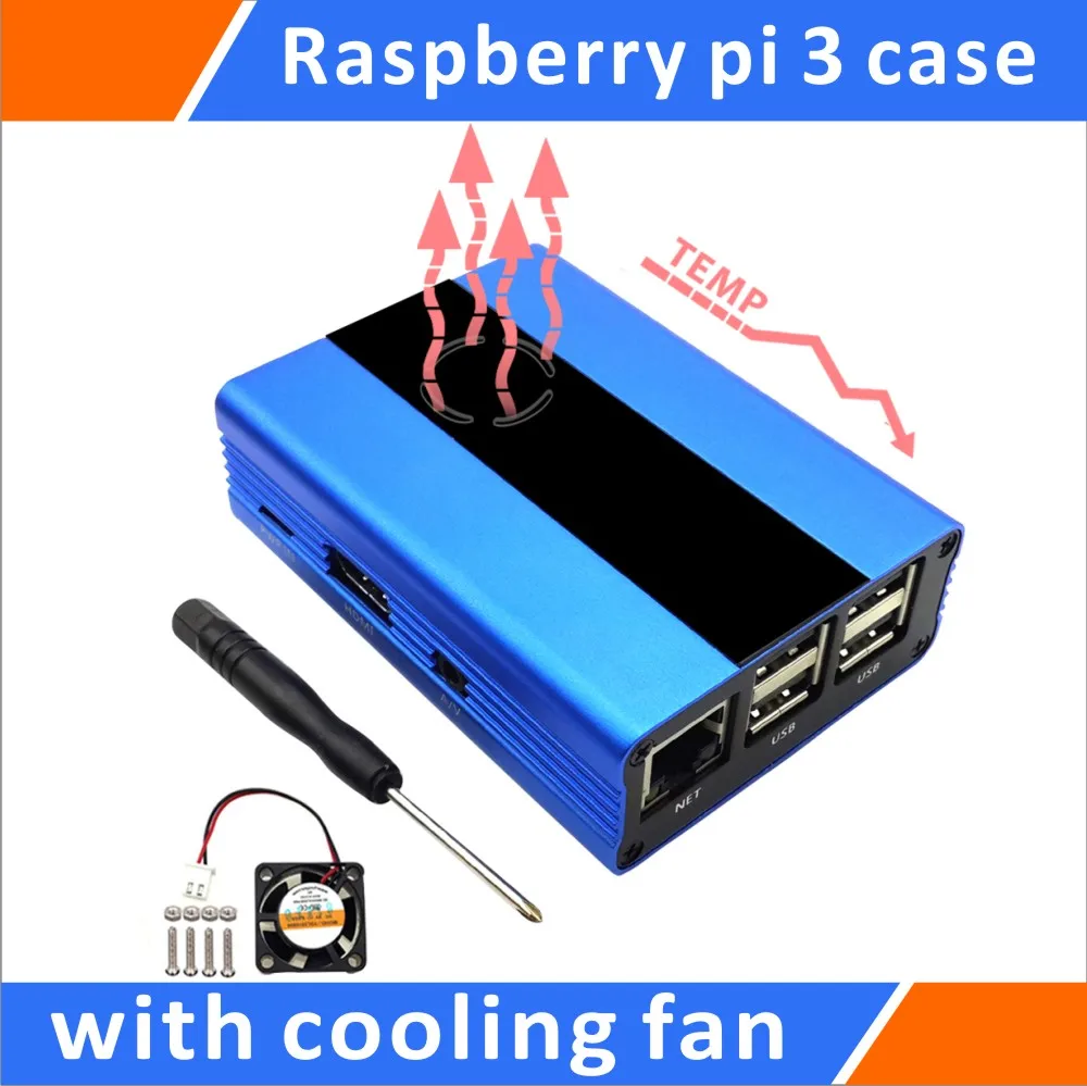 Raspberry Pi 3 2 B + алюминиевый корпус с вентилятором (синий)|pi 2|pi 3case case |