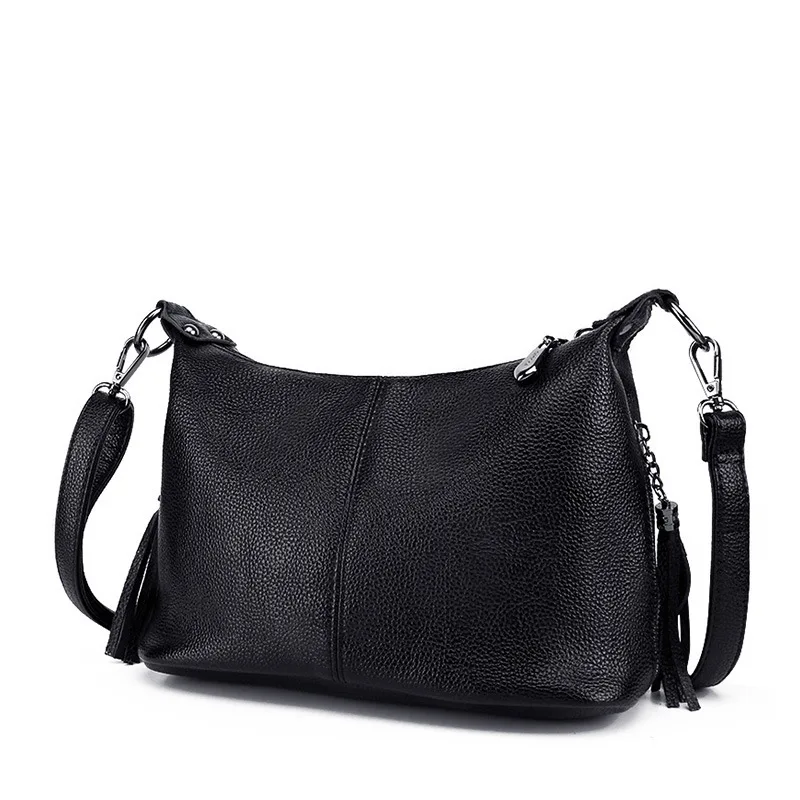 IMYOK, Сумки из натуральной кожи, женские роскошные сумки, дизайнерские, для досуга, для девушек, Большая вместительная сумка на одно плечо, Bolsas Feminina - Цвет: Black