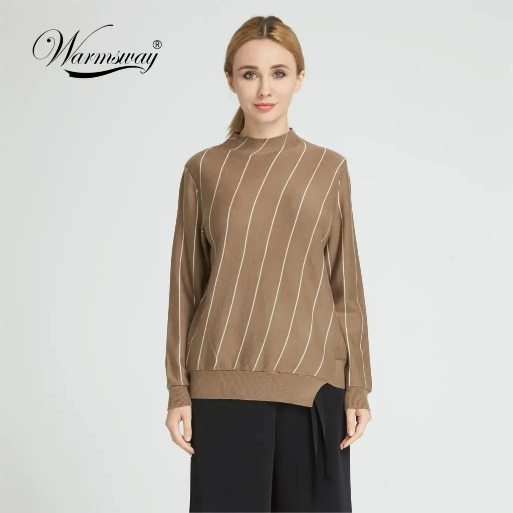 Warmsway Autumn Winter asymmetrical  Turtleneck Sweater Women Fashion Knitted Casual Pullover  Pull Femme Loose jumper  C-151