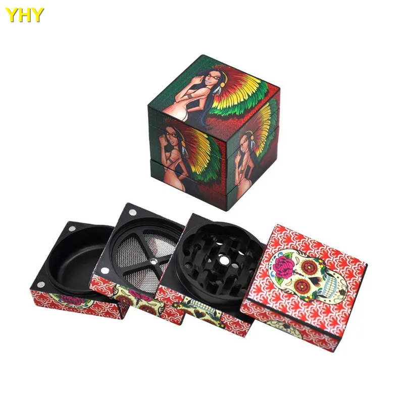 Indian Girl Herb Grinder 50 MM 4 Layers Aluminum Tobacco Grinder 07