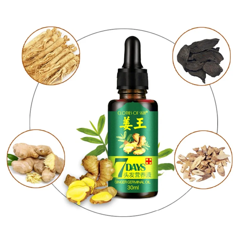 2/3/4pcs 7 Days Ginger Hair Growth Oil Essence Hairdressing Hairs Mask Serum Dry and Damaged Hairs 30 ml Deeply Nutrition Care
