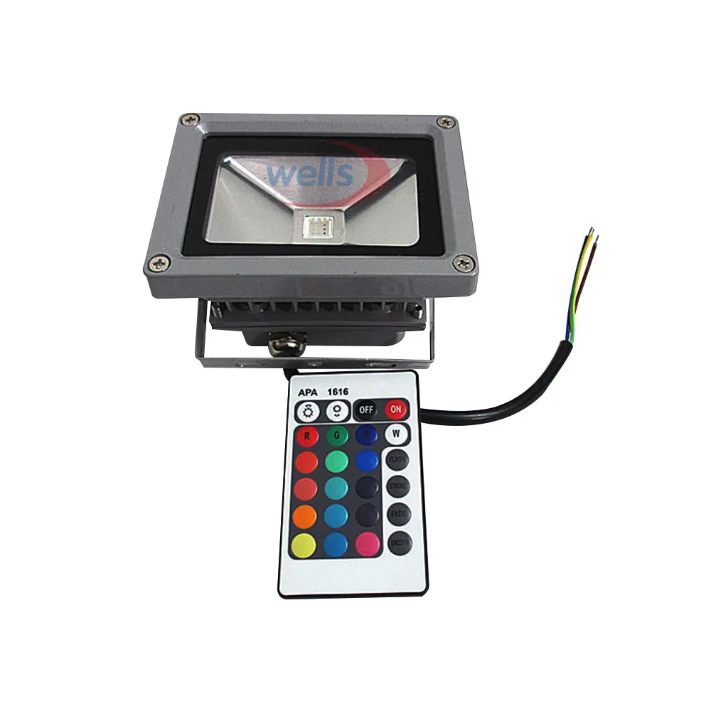 

10W RGB LED Outdoor Flood Light Waterproof Multicolor + 24key IR Remote 85-265V